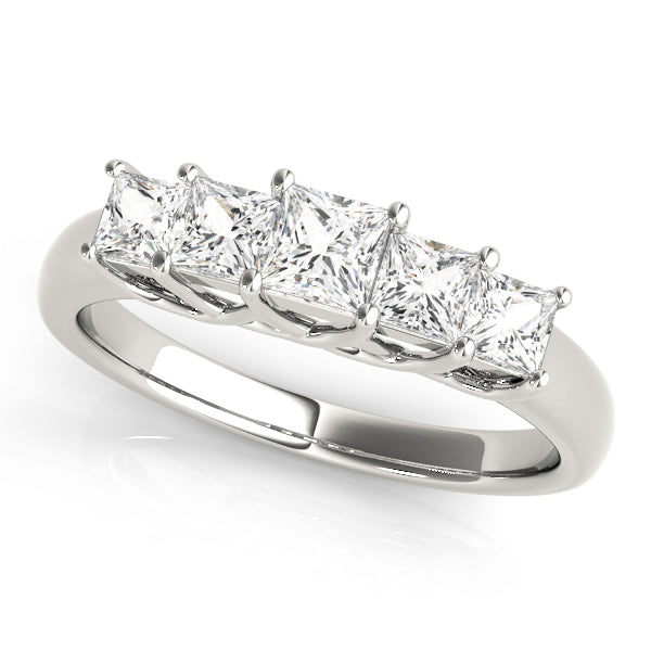 Fancy Princess Half Eternity Ring in Gold & Platinum