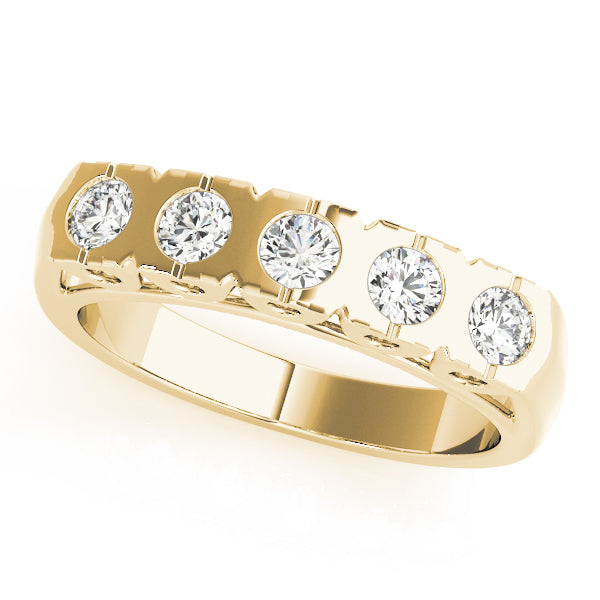 Bezel Set Half Eternity Ring in 10K/14K gold and platinum with certified lab-grown or natural diamonds