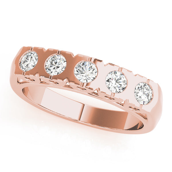 Bezel Set Half Eternity Ring in Gold & Platinum