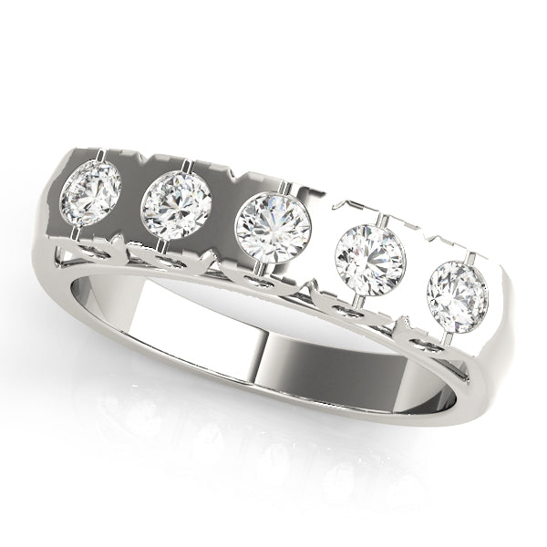 Bezel Set Half Eternity Ring in Gold & Platinum