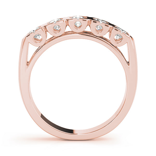 Bezel Set Half Eternity Ring in Gold & Platinum