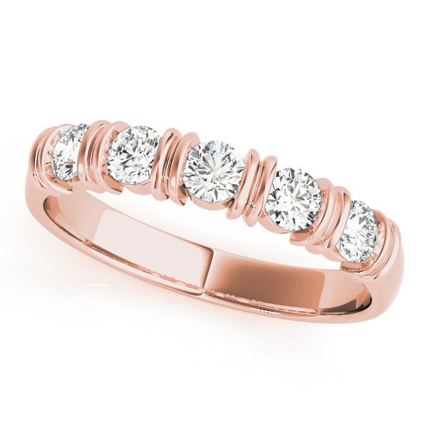 Bar Set Wedding Half Eternity Ring in Gold & Platinum