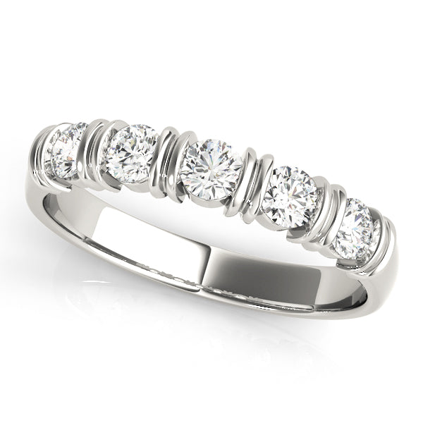 Bar Set Wedding Half Eternity Ring in Gold & Platinum