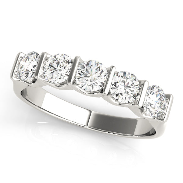 5-Stone Bar Set Half Eternity Ring in 10K/14K gold and platinum with certified lab-grown or natural diamonds