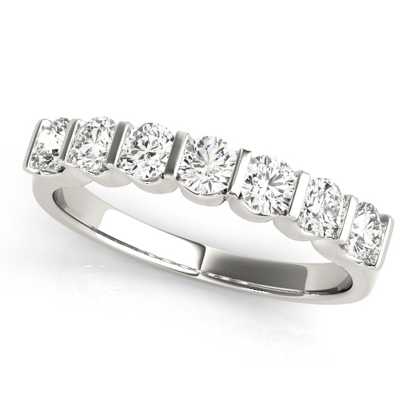 Bar Set Half Eternity Ring in Gold & Platinum