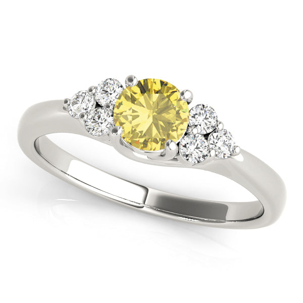 Noble Cluster Sides Round Diamond Engagement Ring in 10K/14K gold and platinum with certified lab-grown or natural diamonds