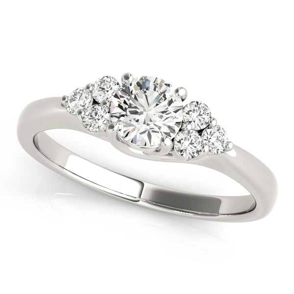 Noble Cluster Sides Round Diamond Engagement Ring in 10K/14K gold and platinum with certified lab-grown or natural diamonds