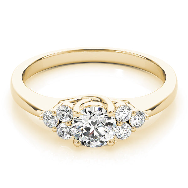 Noble Cluster Sides Round Diamond Engagement Ring in 10K/14K gold and platinum with certified lab-grown or natural diamonds