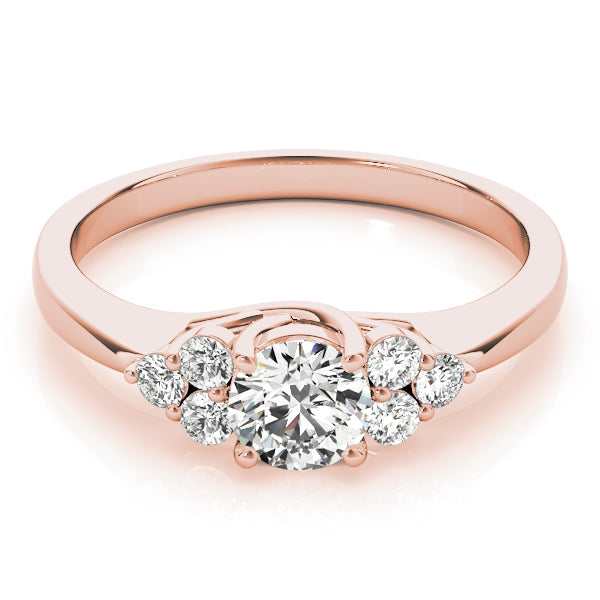 Noble Cluster Sides Round Diamond Engagement Ring in 10K/14K gold and platinum with certified lab-grown or natural diamonds