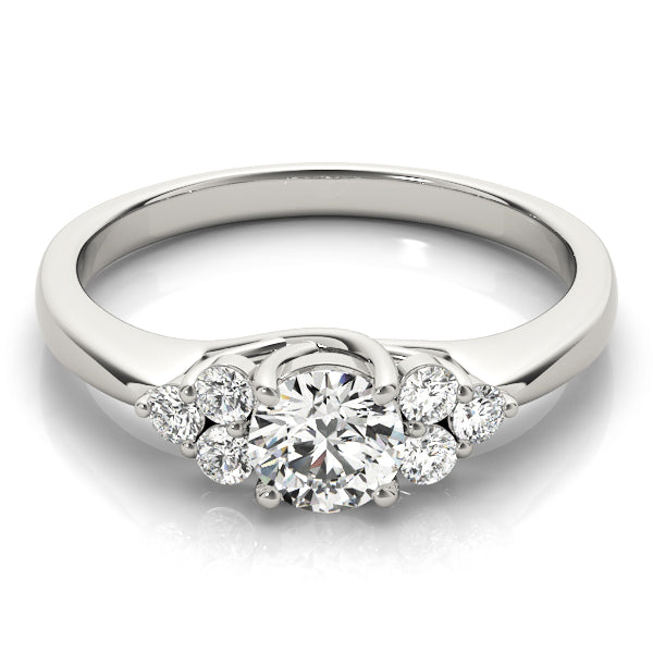 Noble Cluster Sides Round Diamond Engagement Ring in 10K/14K gold and platinum with certified lab-grown or natural diamonds