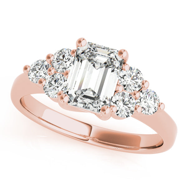 Classic Color Rings Emerald Diamond Engagement Ring in 10K/14K gold and platinum with certified lab-grown or natural diamonds