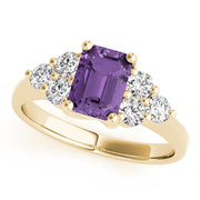 Classic Color Rings Emerald Diamond Engagement Ring in 10K/14K gold and platinum with certified lab-grown or natural diamonds