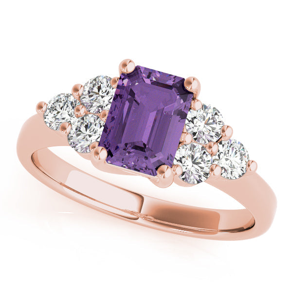 Classic Color Rings Emerald Diamond Engagement Ring in 10K/14K gold and platinum with certified lab-grown or natural diamonds