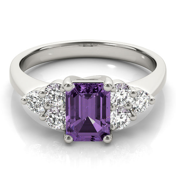 Classic Color Rings Emerald Diamond Engagement Ring in 10K/14K gold and platinum with certified lab-grown or natural diamonds