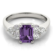 Classic Color Rings Emerald Diamond Engagement Ring in 10K/14K gold and platinum with certified lab-grown or natural diamonds