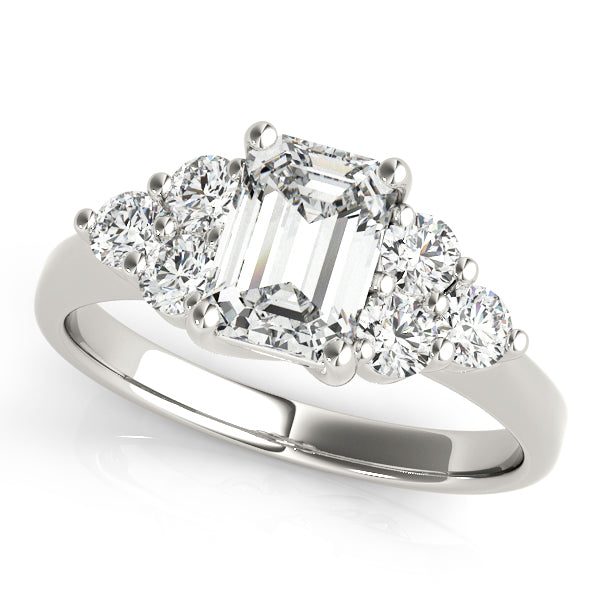 Classic Color Rings Emerald Diamond Engagement Ring in 10K/14K gold and platinum with certified lab-grown or natural diamonds