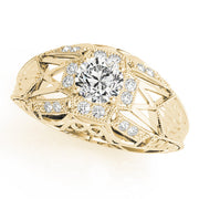 Elegant Antique Round Diamond Engagement Ring in 10K/14K gold and platinum with certified lab-grown or natural diamonds