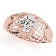 Elegant Antique Round Diamond Engagement Ring in 10K/14K gold and platinum with certified lab-grown or natural diamonds