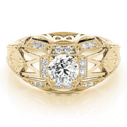 Elegant Antique Round Diamond Engagement Ring in 10K/14K gold and platinum with certified lab-grown or natural diamonds