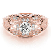 Elegant Antique Round Diamond Engagement Ring in 10K/14K gold and platinum with certified lab-grown or natural diamonds
