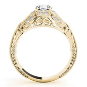 Elegant Antique Round Diamond Engagement Ring in 10K/14K gold and platinum with certified lab-grown or natural diamonds