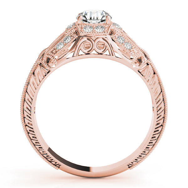 Elegant Antique Round Diamond Engagement Ring in 10K/14K gold and platinum with certified lab-grown or natural diamonds