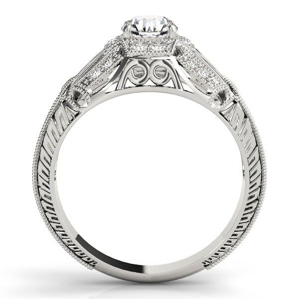Elegant Antique Round Diamond Engagement Ring in 10K/14K gold and platinum with certified lab-grown or natural diamonds