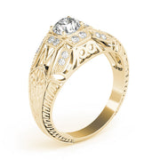 Elegant Antique Round Diamond Engagement Ring in 10K/14K gold and platinum with certified lab-grown or natural diamonds