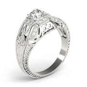 Elegant Antique Round Diamond Engagement Ring in 10K/14K gold and platinum with certified lab-grown or natural diamonds