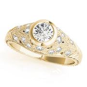 Heirloom Antique Round Diamond Engagement Ring in 10K/14K gold and platinum with certified lab-grown or natural diamonds