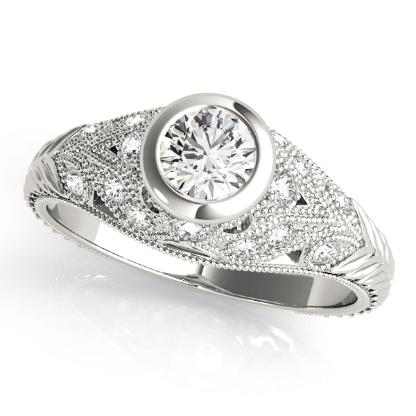 Heirloom Antique Round Diamond Engagement Ring in 10K/14K gold and platinum with certified lab-grown or natural diamonds