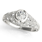 Heirloom Antique Round Diamond Engagement Ring in 10K/14K gold and platinum with certified lab-grown or natural diamonds