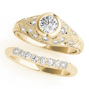 Heirloom Antique Round Diamond Engagement Ring in 10K/14K gold and platinum with certified lab-grown or natural diamonds