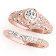 Heirloom Antique Round Diamond Engagement Ring in 10K/14K gold and platinum with certified lab-grown or natural diamonds