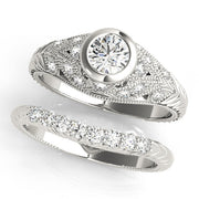 Heirloom Antique Round Diamond Engagement Ring in 10K/14K gold and platinum with certified lab-grown or natural diamonds