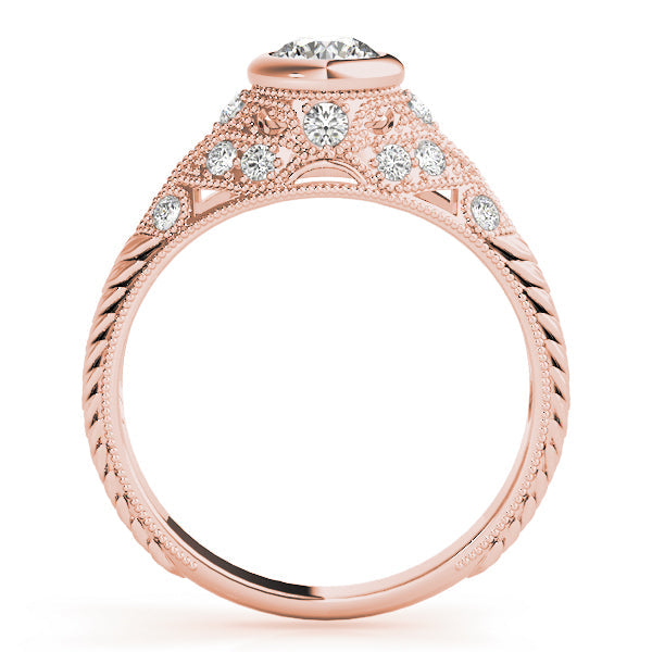 Heirloom Antique Round Diamond Engagement Ring in 10K/14K gold and platinum with certified lab-grown or natural diamonds