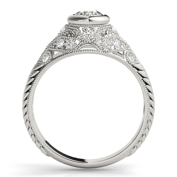 Heirloom Antique Round Diamond Engagement Ring in 10K/14K gold and platinum with certified lab-grown or natural diamonds