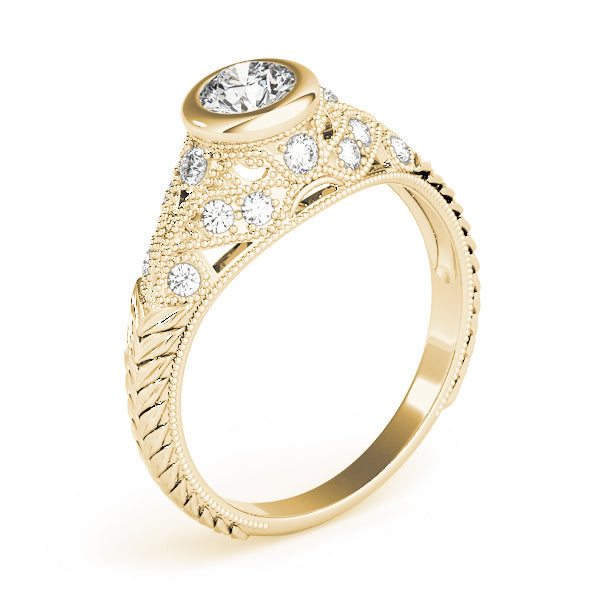 Heirloom Antique Round Diamond Engagement Ring in 10K/14K gold and platinum with certified lab-grown or natural diamonds