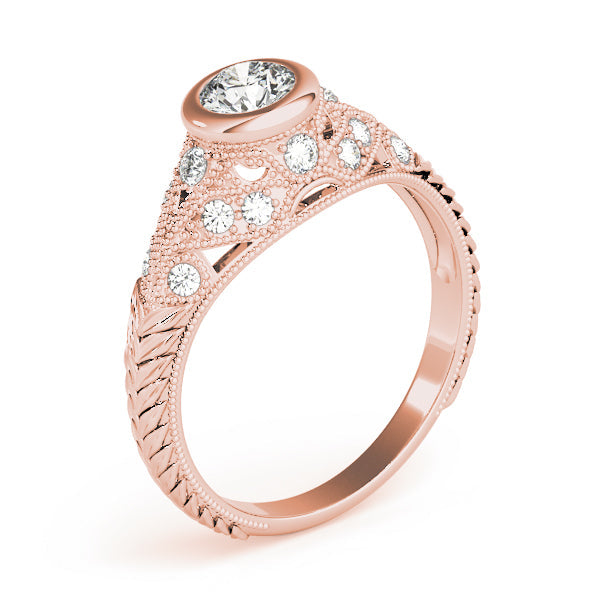 Heirloom Antique Round Diamond Engagement Ring in 10K/14K gold and platinum with certified lab-grown or natural diamonds