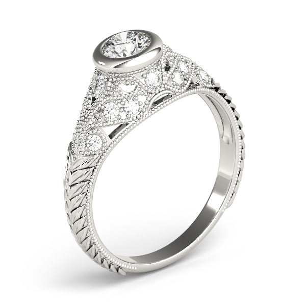 Heirloom Antique Round Diamond Engagement Ring in 10K/14K gold and platinum with certified lab-grown or natural diamonds