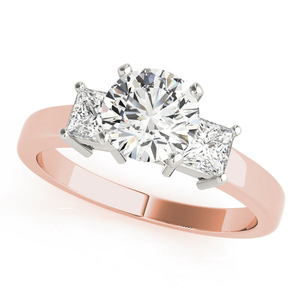 Refined Three-Stone Princess Diamond Engagement Ring in 10K/14K gold and platinum with certified lab-grown or natural diamonds