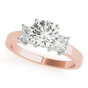 Refined Three-Stone Princess Diamond Engagement Ring in 10K/14K gold and platinum with certified lab-grown or natural diamonds