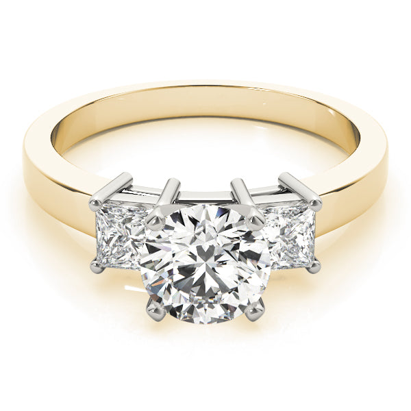 Refined Three-Stone Princess Diamond Engagement Ring in 10K/14K gold and platinum with certified lab-grown or natural diamonds