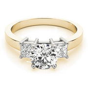 Refined Three-Stone Princess Diamond Engagement Ring in 10K/14K gold and platinum with certified lab-grown or natural diamonds