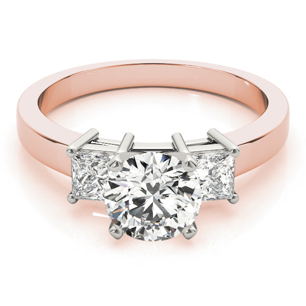 Refined Three-Stone Princess Diamond Engagement Ring in 10K/14K gold and platinum with certified lab-grown or natural diamonds