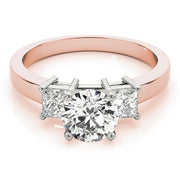 Refined Three-Stone Princess Diamond Engagement Ring in 10K/14K gold and platinum with certified lab-grown or natural diamonds