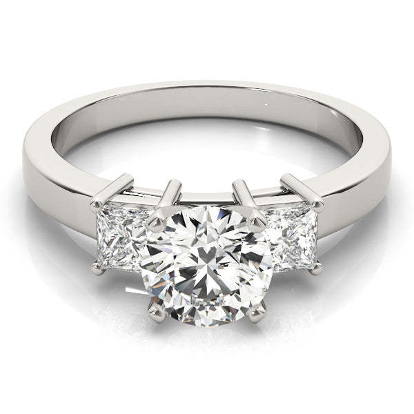 Refined Three-Stone Princess Diamond Engagement Ring in 10K/14K gold and platinum with certified lab-grown or natural diamonds