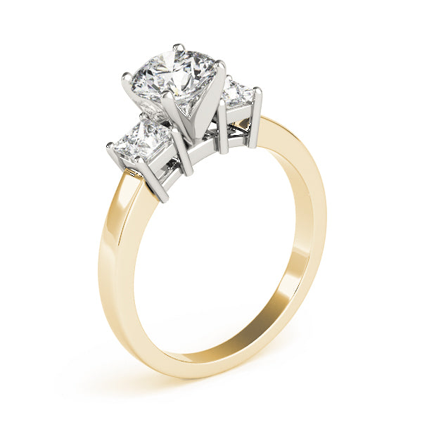 Refined Three-Stone Princess Diamond Engagement Ring in 10K/14K gold and platinum with certified lab-grown or natural diamonds