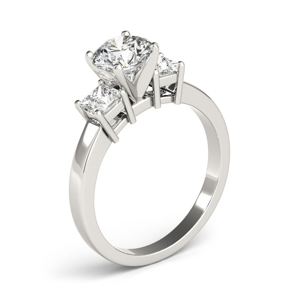 Refined Three-Stone Princess Diamond Engagement Ring in 10K/14K gold and platinum with certified lab-grown or natural diamonds