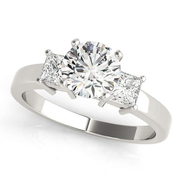 Refined Three-Stone Princess Diamond Engagement Ring in 10K/14K gold and platinum with certified lab-grown or natural diamonds